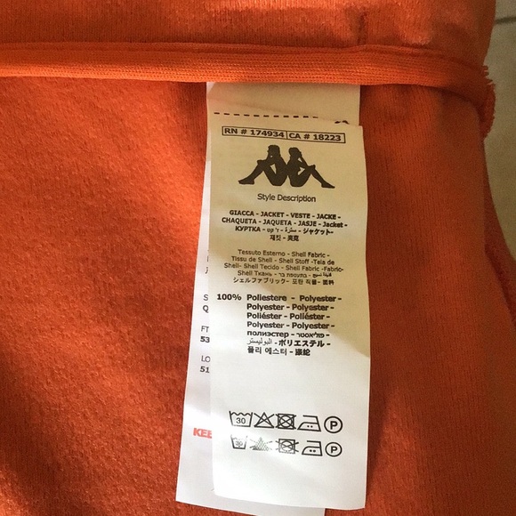 Kappa Men’s activewear track jacket - regular fit Large.  Orange. - Picture 8 of 9
